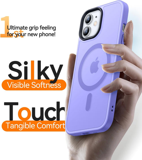 CANSHN Magnetic iPhone 12/12 Pro Case, Light Purple, Compatible with MagSafe, Translucent Matte Slim Shockproof