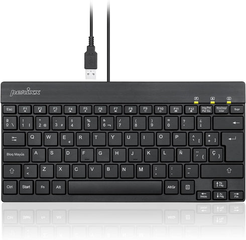 Perixx PERIBOARD-426ES Mini USB Keyboard - Black - QWERTY Español