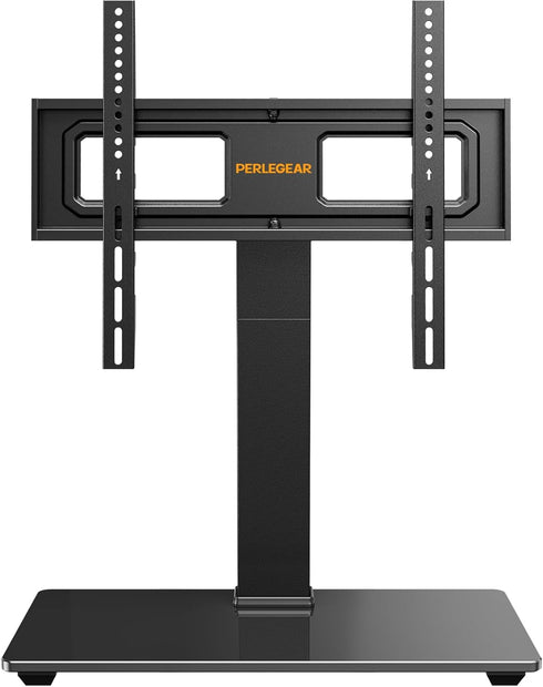 Perlegear Universal Swivel TV Stand, Height Adjustable for 32–70 inch TVs, Tempered Glass Base, Holds Up to 88 lbs,