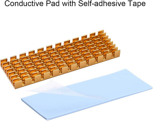 uxcell M.2 Aluminum Heatsink Kit – 70x22x6mm Slotted Design with Silicone Thermal Pads for 2280 SSD