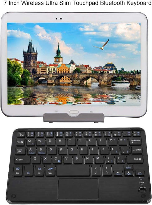 Yoidesu 7 Inch Wireless Keyboard with Touchpad, Mini Bluetooth Touchpad Keyboard for Tablets, Laptops, and Desktop