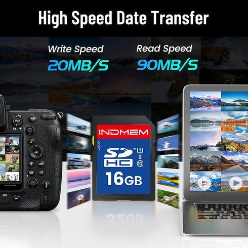 elecacc 16GB 2 Pack U1 10 16GB(2pc) SD Card, SDHC Flash Memory Cards UHS-I Class High-Speed Full HD Video Compatible