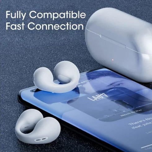 Wireless Ear Clip Skeleton Conduction Headphones, 2024 Upgrade Open Ear Bluetooth Headphones for Running and Sports,