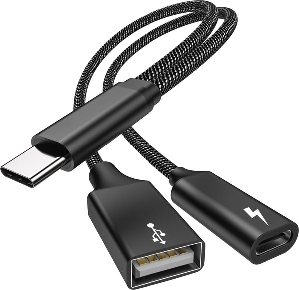 USB C OTG with Charging Adapter, USB C OTG Splitter with 60W PD Fast Charge for Steam Deck, Galaxy S22, Switch