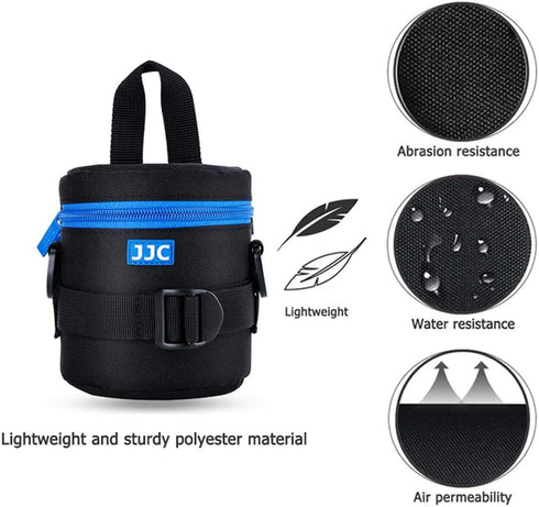 JJC Camera Lens Pouch Case for Canon EF-S 18-55mm, Nikon AF-S 18-55mm, Fujifilm XF 16mm 23mm, Zipper Polyester Bag