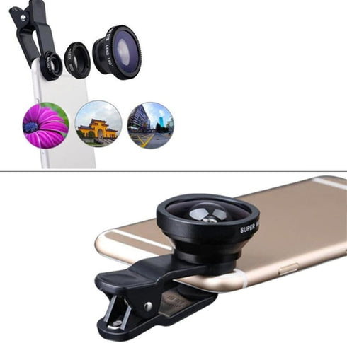 ulafbwur 3 1 Aluminum Alloy in Mobile Phone Fish Eye Super Wide Angle Macro Camera Lens Kit with Clip