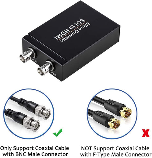 SDI to HDMI Converter, HDMI Adapter for 3G-SDI/HD-SDI/SD-SDI, Auto Format Detection, Video Converter with Stereo Audio