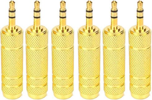 6PCS 3.5mm Male Plug to 6.35mm Female Stereo Jack Adaptor, Gold Plated Converter for Audio