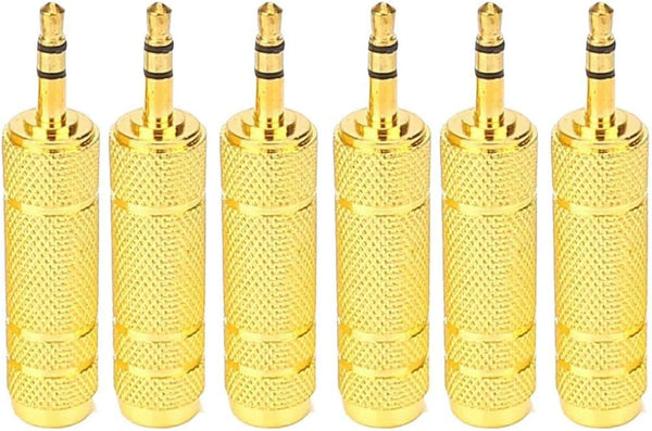 6PCS 3.5mm Male Plug to 6.35mm Female Stereo Jack Adaptor, Gold Plated Converter for Audio
