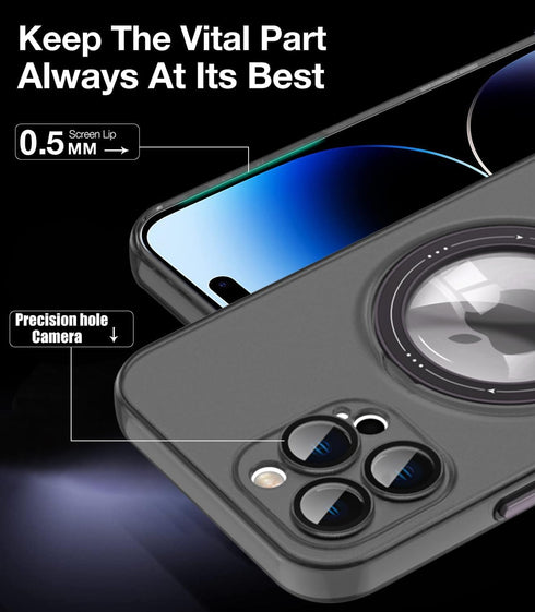 iPhone 12 Pro Max Case - Lightweight, Translucent Matte, Shockproof, Magsafe Compatible, with Camera Lens Protector,