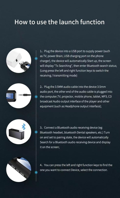 USB Bluetooth 5.0 Transmitter Receiver for TV, Portable Wireless Adapter, 3.5mm Jack Audio Bluetooth Transmitter for