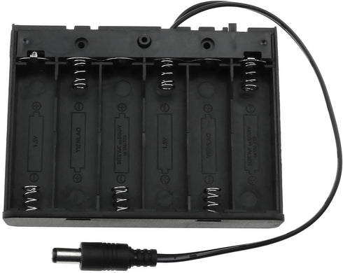 E-outstanding Battery Box, 6x1.5V AA Battery Case Holder, Black with ON/Off Switch