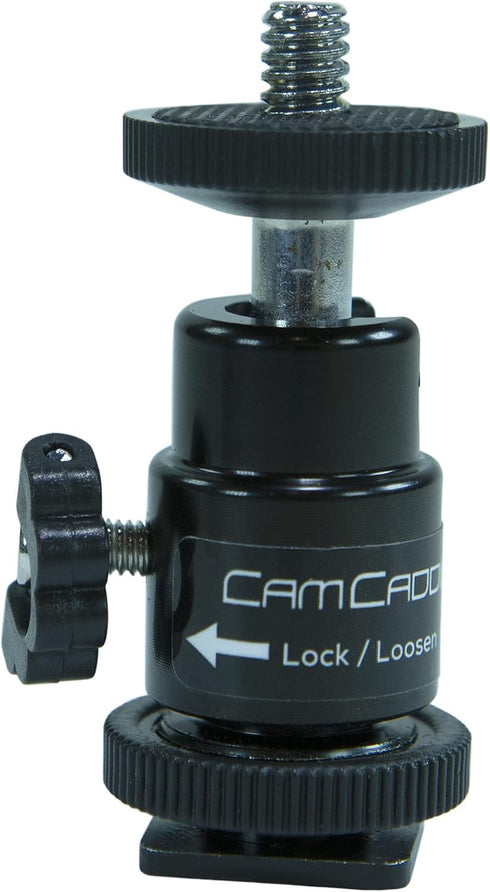 Hot Shoe Mount Adapter 1/4" Mini Ball Head Ring Light Adapter for Cameras, Camcorders, GoPro, LED Video Light