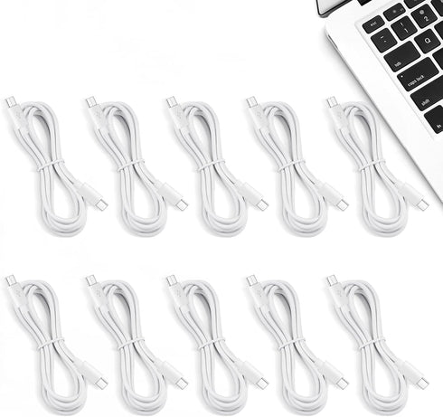 Smays 10-Pack 3ft USBC to USBC Cable, White, Type C Charging Cable, 20W Power Delivery.