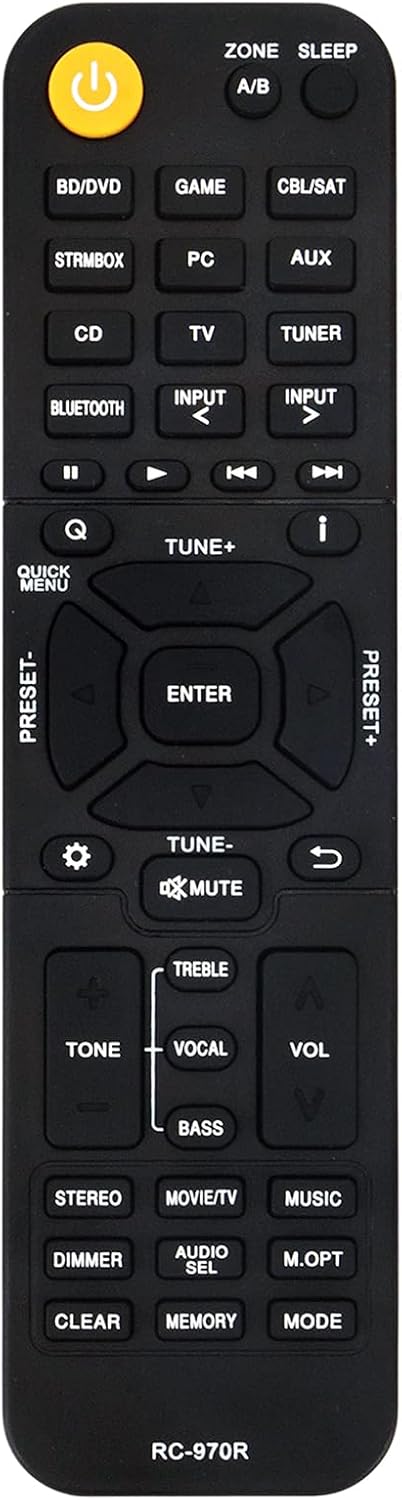 RC-970R Replacement Remote for Onkyo AV Receiver HTS3910 HT-S3910 TXSR393 TX-SR393 HT-R398 HTR398 TX-SR494 Home Theater
