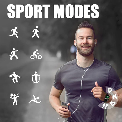 Smart Watch for Fitness Tracking - 1.83" Full Touch Screen, Heart Rate/Sleep Monitor, IP68 Waterproof for Android/iOS