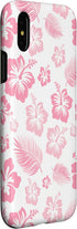 Pink Hibiscus Soft Girl Coquette Case for iPhone X/XS, Tropical Floral y2k Design