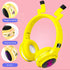 Yellow Kids Bluetooth Headphones, Cartoon Wireless Headphone with Microphone, Volume Reduced Foldable Headset for Travel