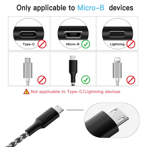 Micro USB Charging Cable 10/10/10FT, 3 Pack Nylon Braided Charger Cables for Samsung, Nexus, LG, Smartphones, Tablets