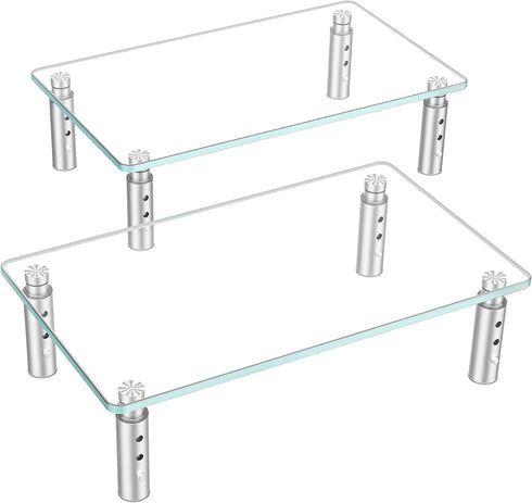 Hemudu 2 Pack Monitor Stand, 3 Adjustable Height Riser, Desktop Organizer for PC, Laptop