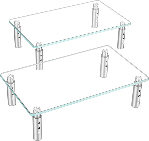 Hemudu 2 Pack Monitor Stand, 3 Adjustable Height Riser, Desktop Organizer for PC, Laptop