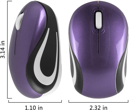 elec Space Mini Wireless Mouse for Kids, Portable Cordless Mice with USB Receiver, Purple