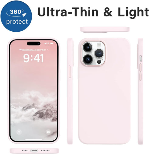 AOTESIER Shockproof Series iPhone 14 Pro Max Case, Ultra Slim Thin Silicone Cover, Full-Body Protective 6.7 inch Chalk
