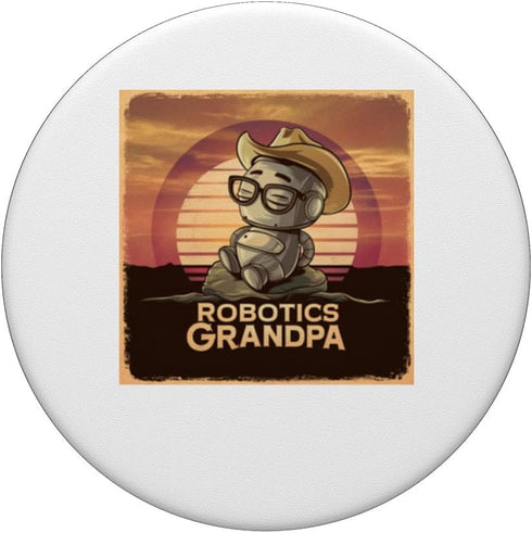 Vintage Sunset Cute Robot Stem Tee for Robotics Grandpa