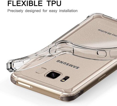 Galaxy S8 Active Case, Shockproof Anti-Scratches Flexible TPU Gel Slim Fit Protective Cover (Clear)