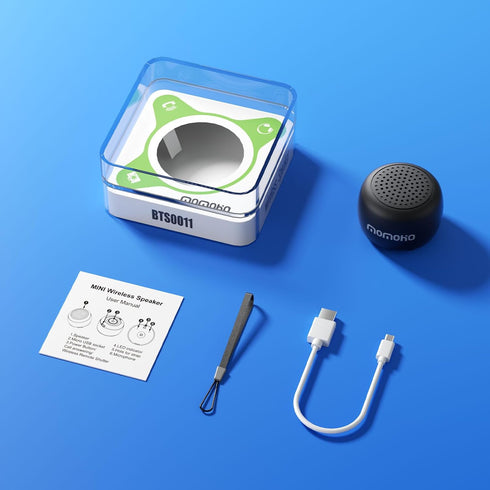 Posei T1 Mini Bluetooth Speaker, Wireless Tiny Speaker with Built-in Mic, TWS Portable for Travel, Black