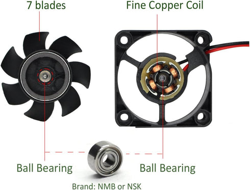 ANVISION 40mm x 10mm DC 12V Brushless Cooling Fan with Dual Ball Bearing, 2 Pin