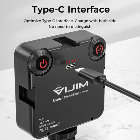 VL-81 LED Video Light with Softbox, Portable Photography Light, CRI95+ Bi-Color 3200K-5600K, Rechargeable Dimmable Vlog