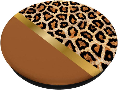 Leopard Pattern Gold/Brown Animal Pattern PopSockets PopGrip, Elegant Modern Swappable Grip for Phones