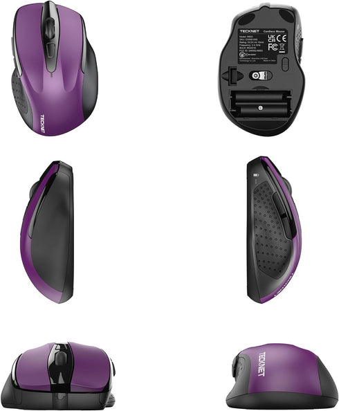 TECKNET Wireless Mouse - 2.4G Ergonomic Optical Mouse for Laptop, PC, 6 Buttons, 2600 DPI