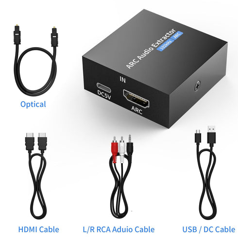 Tihokile 192KHz Optical/Toslink+3.5mm Speaker/Soundbar/Headset ARC Audio Extractor, HDMI ARC to Optical Converter, ARC