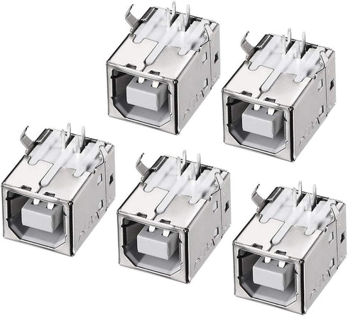 uxcell PCB USB Connector Type-B Female Jack, 90 Degree DIP Printer Port, 5 Pcs