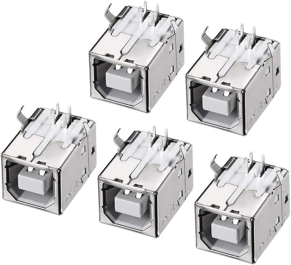 uxcell PCB USB Connector Type-B Female Jack, 90 Degree DIP Printer Port, 5 Pcs
