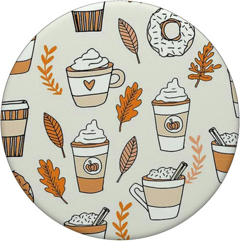 Pumpkin Spice Latte Fall Leaves Holidays Coffee Donuts PopSockets Standard PopGrip