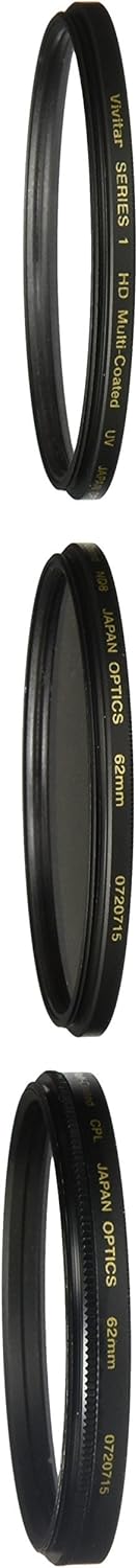 Vivitar 3-Piece Filter Kit, 62mm for Digital Camera/Video UV/CPL/ND8