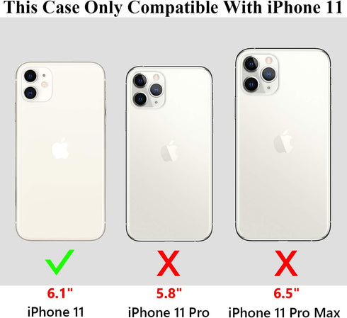 Vofolen iPhone 11 Wallet Case, 4-Card Holder ID Slot, Anti-Scratch Dual Layer Hybrid TPU Bumper Cover