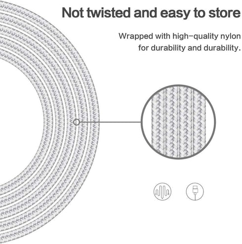 Apple MFi Certified 6-Pack Lightning Cables (3/3/6/6/6/10FT) for iPhone 14 Pro/13/12/11 - Fast Charging, Silver & White.