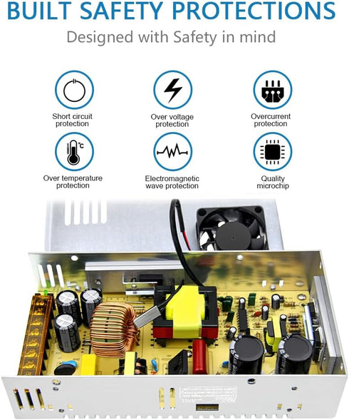12V 30A 360W 12 30 110V 240V 3D SHNITPWR Power Supply AC to DC Adapter Volt Amp Switching Power Converter Transformer