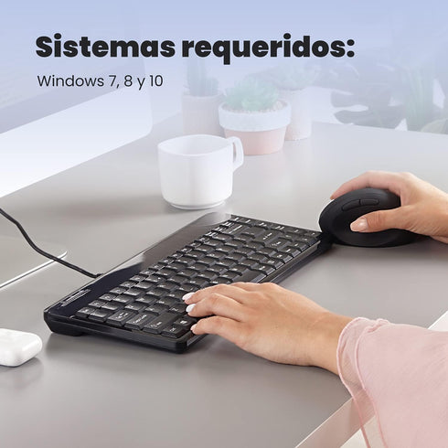 Perixx PERIBOARD-409U ES Mini USB Teclado QWERTY Español con Ñ tecla, Negro Brillante