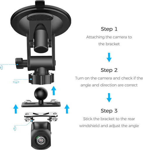 Rear Camera Mount (2 Pcs), Universal Adjustable Back Windshield Camera Mount, Dash Cam Rearview Camera Bracket for Car