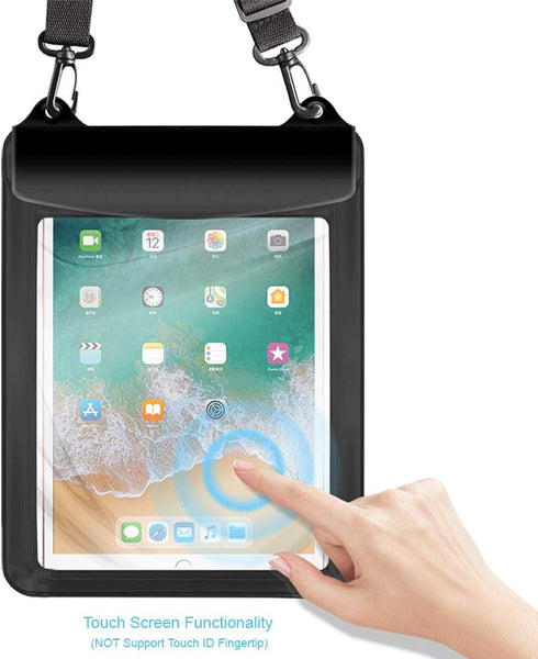 Universal Tablet Waterproof Case Pouch Dry Bag for iPad 10.2/9.7, iPad Pro 11/10.5, iPad Air, Samsung Galaxy Tab, Surface Go, Lenovo Dragon Touch Fusion5 Asus Vankyo MatrixPad Simbans LG (Black)