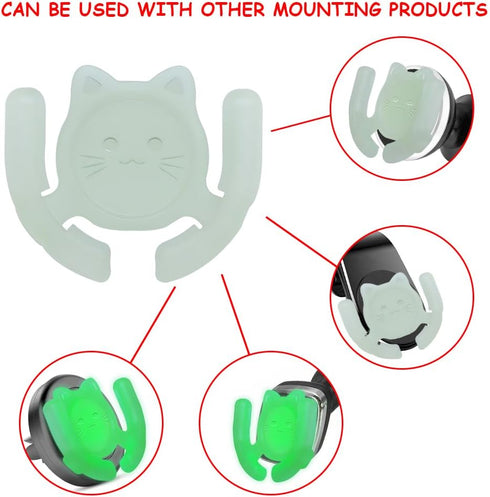 Multi-Surface Holder Car Mount GLOW in The DARK 3 Pack, Compatible for Popsocket Holder Grips, Cute Cat with Adhesive