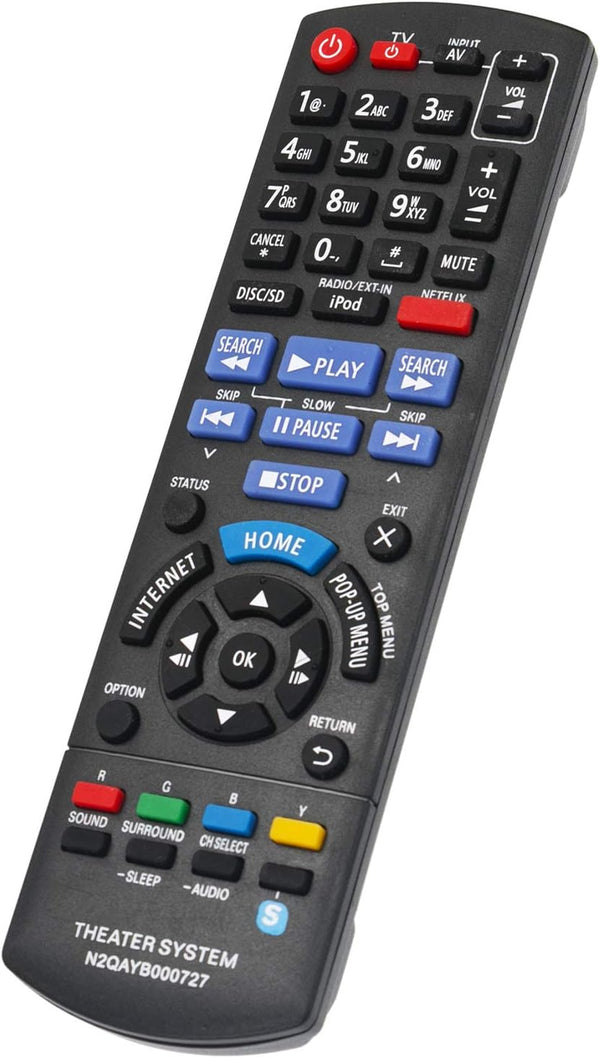 Replacement Remote Control N2QAYB000727 for Panasonic Blu-ray Home Theater Sound System SC-BTT196 & More