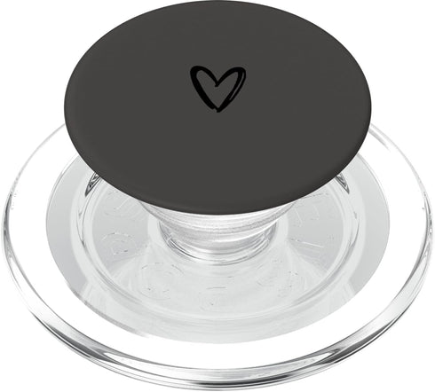 Black Gray Minimalist PopSockets PopGrip Heart for MagSafe