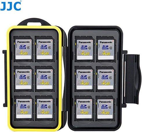 JJC MC-SD12 Water-Resistant Memory Card Holder for 12 SD Cards (Black)