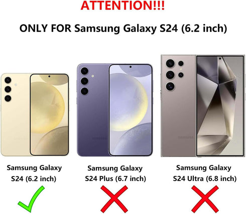 Samsung Galaxy S24 Case with Screen Protector, Luxury Glitter Bling Liquid Floating Cute Shockproof Slim Silicone Cover